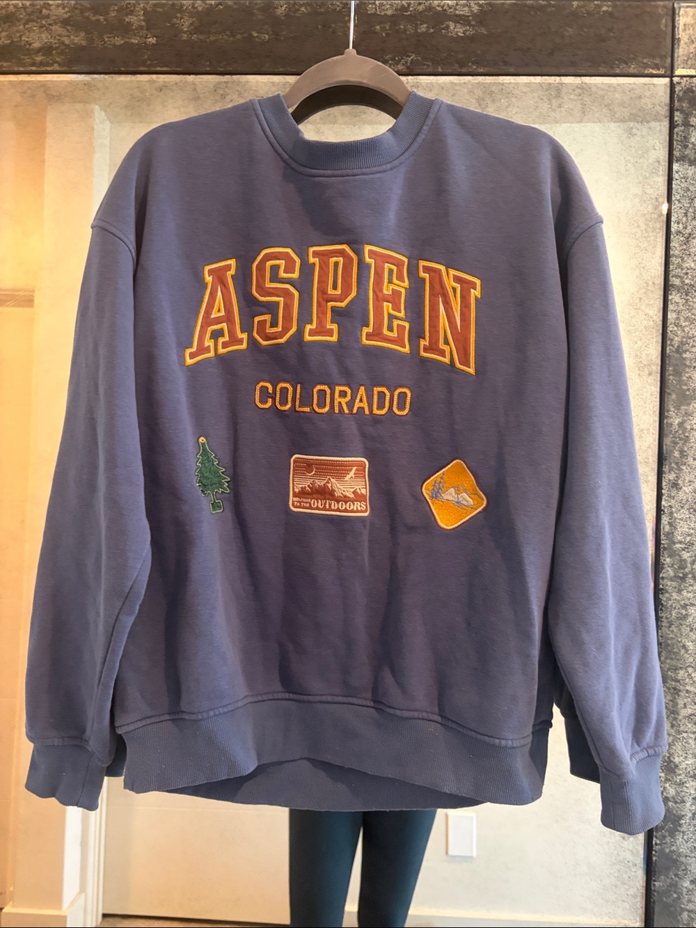 Cotton On Navy Aspen Colorado Patch Crewneck Sweater